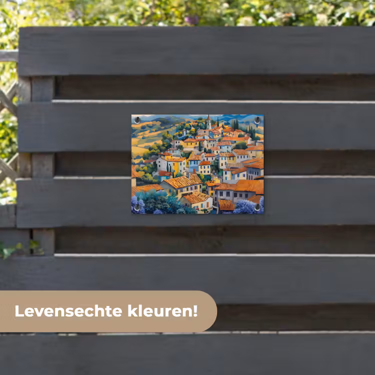Tuinposter - Dorp - Heuvels - Landschap - Bomen — 6
