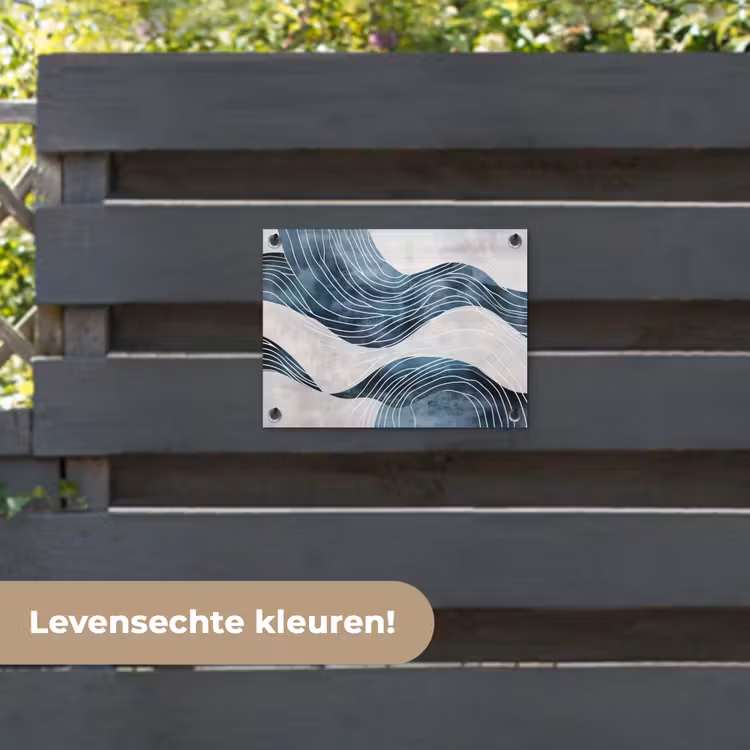 Tuinposter - Lijnen - Golven - Abstract - Blauw — 6