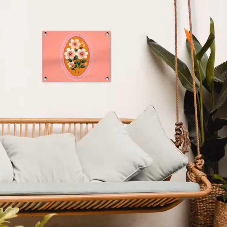 Tuinposter - Illustratie - Bloemen - Rand - Roze — 4