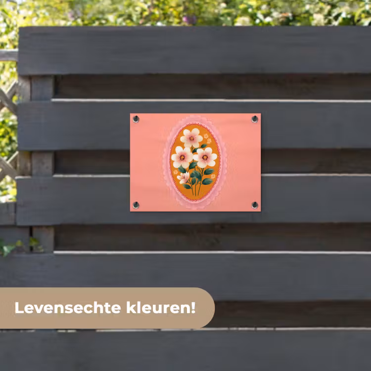 Tuinposter - Illustratie - Bloemen - Rand - Roze — 6