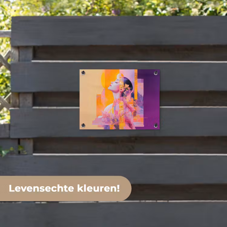 Tuinposter - Abstract - Portret - Vrouw - Kleurrijk — 6