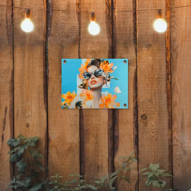 Tuinposter - Bloemen - Vrouw - Zonnebril - Blauw — 2