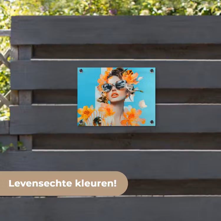 Tuinposter - Bloemen - Vrouw - Zonnebril - Blauw — 6