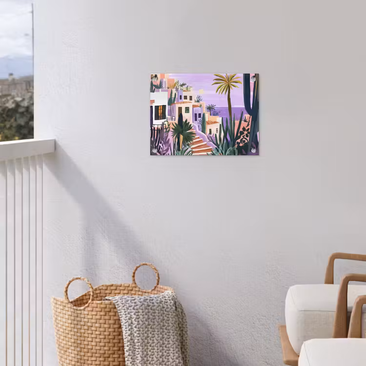 Tuinposter - Huizen - Minimalistisch - Palmbomen - Kust — 5