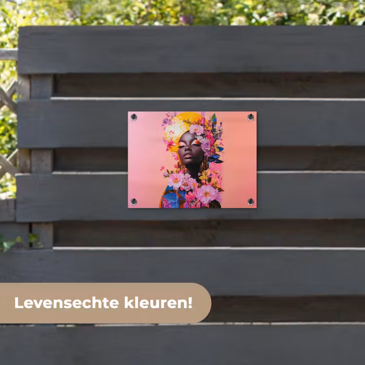 Tuinposter - Kleurrijk - Bloemen - Vrouw - Zon — 6