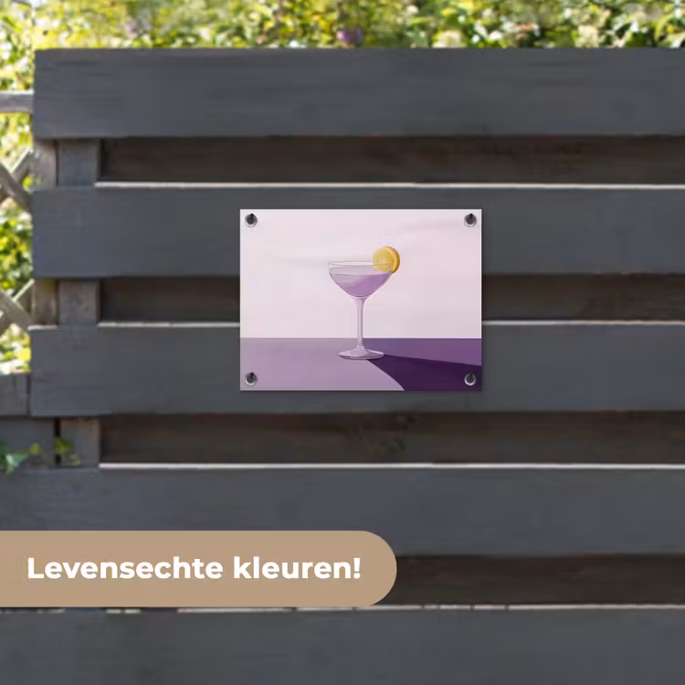 Tuinposter - Cocktail - Paars - Minimalistisch - Citroen — 6