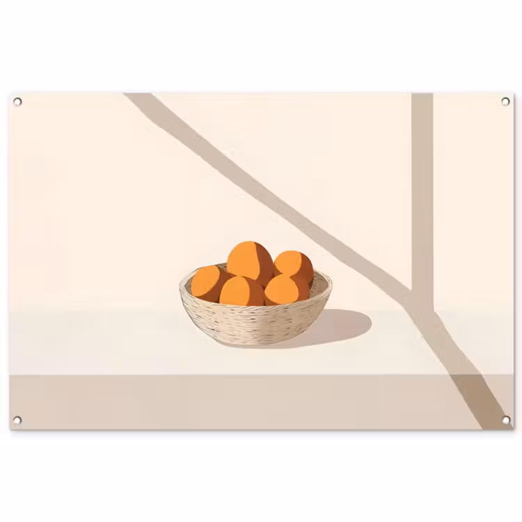 Tuinposter - Mand - Fruit - Minimalistisch - Oranje — 1