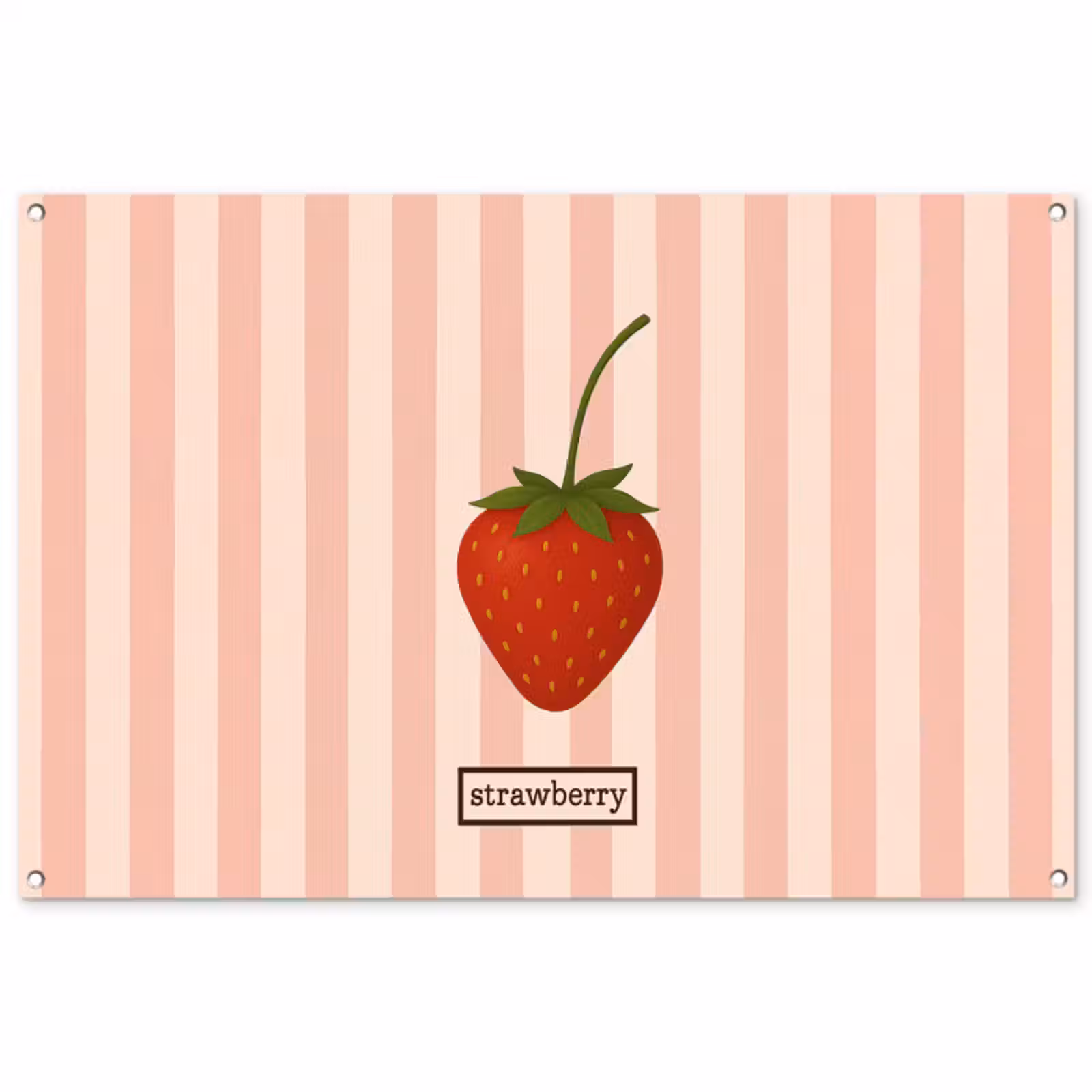 Tuinposter - Aardbei - Strepen - Minimalistisch - Rood — 1
