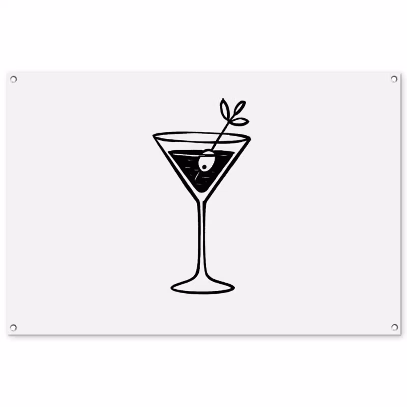 Tuinposter - Cocktail - Glas - Olijf - Minimalistisch — 1