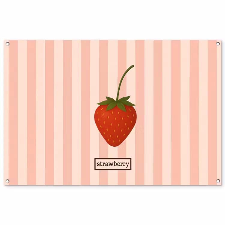 Tuinposter - Aardbei - Strepen - Minimalistisch - Rood — 1