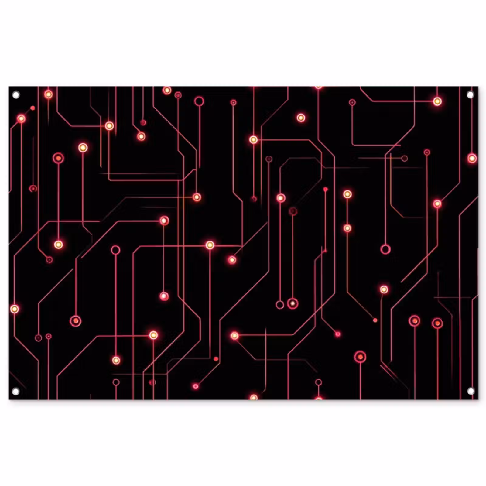 Tuinposter - Gaming - Lijnen - Netwerk - Stippen - Rood — 1