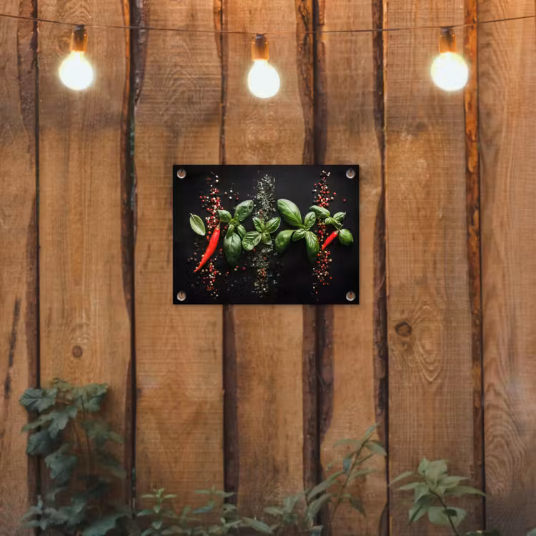 Tuinposter - Chilipepers - Basilicum - Blaadjes - Rood — 3