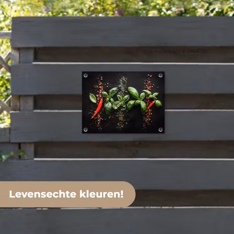 Tuinposter - Chilipepers - Basilicum - Blaadjes - Rood — 6