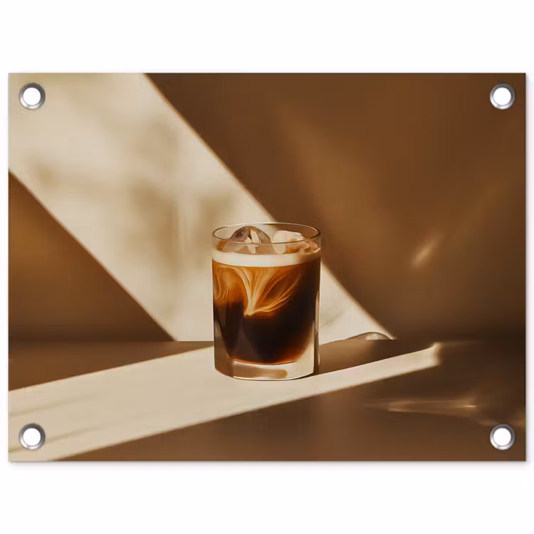 Tuinposter - Glas - Ijskoffie - Schaduw - Bruin — 1