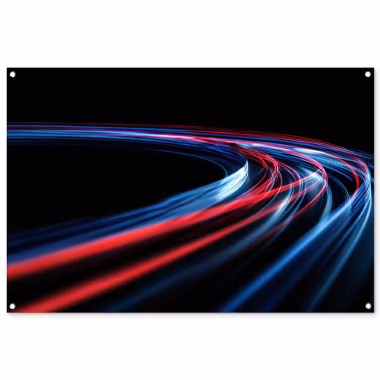 Tuinposter - Gaming - Lichtbanen - Golvend - Rood — 1