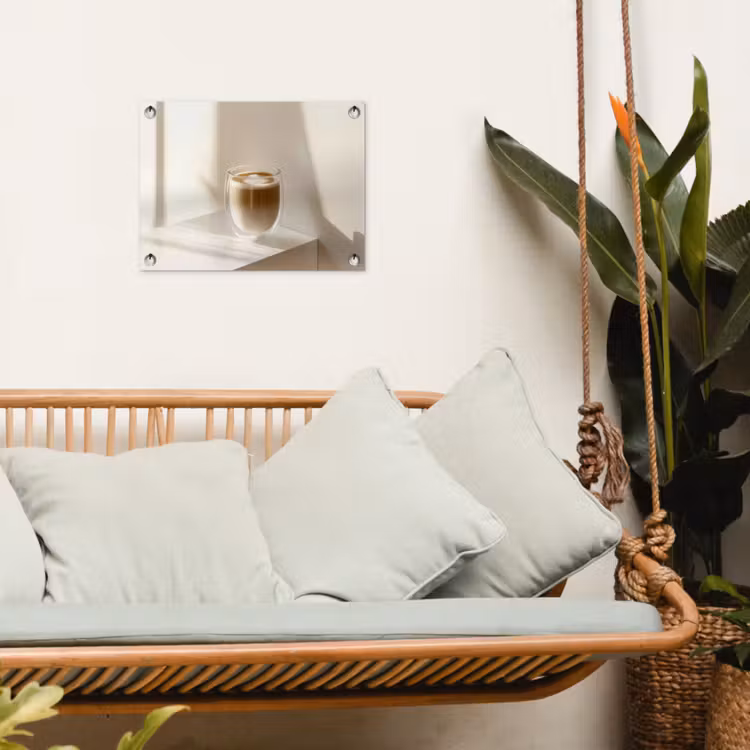 Tuinposter - Mok - Latte - Minimalistisch - Schaduw — 4