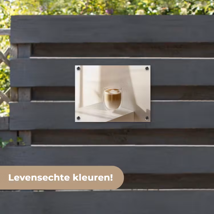 Tuinposter - Mok - Latte - Minimalistisch - Schaduw — 6