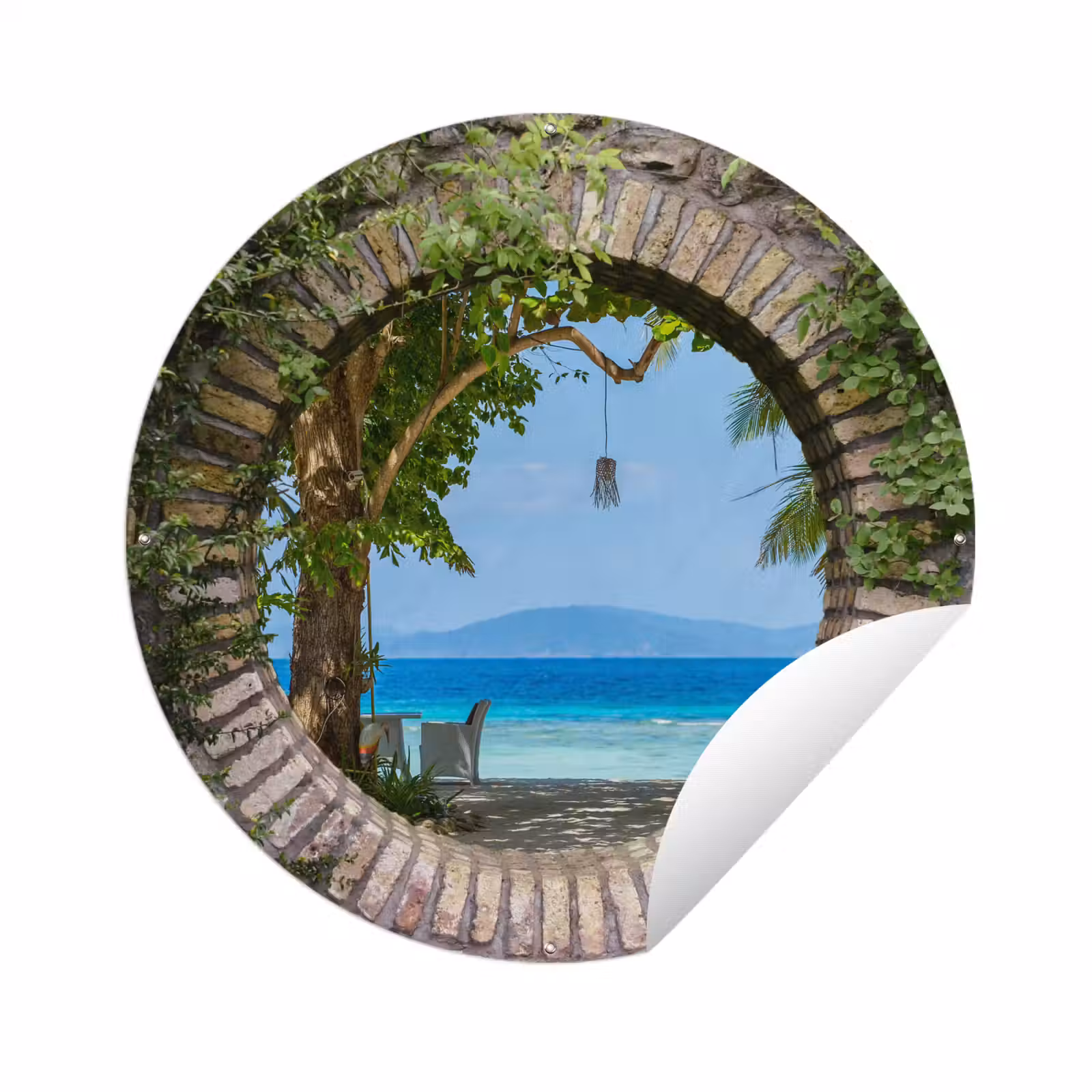 Tuinposter - Strand - Doorkijk - Tropisch - Strandstoel — 1
