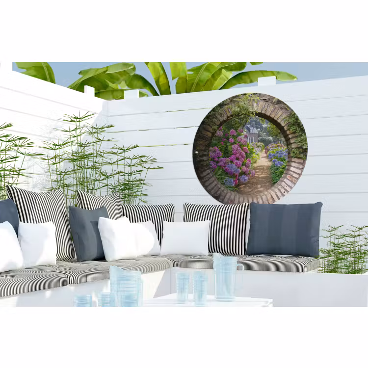 Tuinposter - Doorkijk - Bloemen - Hortensia - Zomer — 3