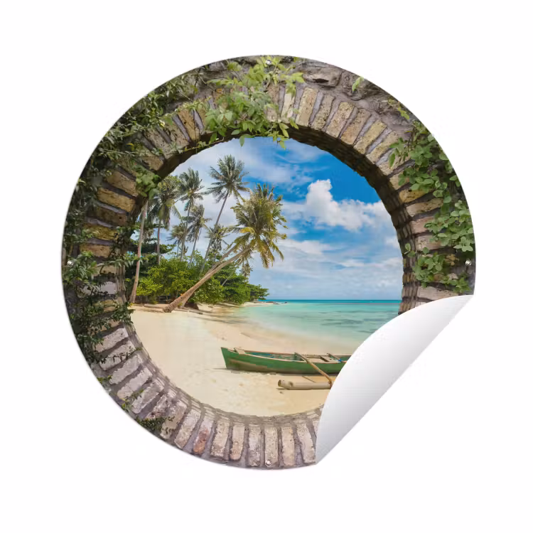 Tuinposter - Strand - Palmboom - Doorkijk - Kano — 1