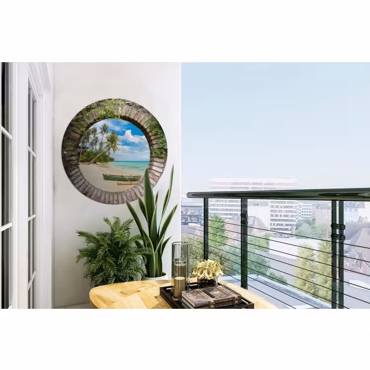 Tuinposter - Strand - Palmboom - Doorkijk - Kano — 2