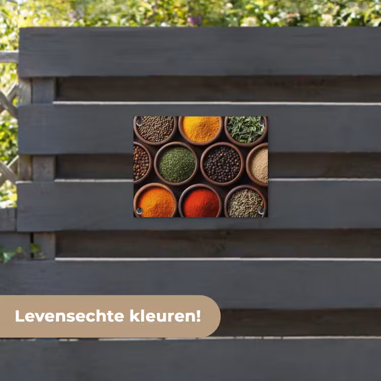 Tuinposter - Bakjes - Hout - Kruiden - Kleurrijk — 6