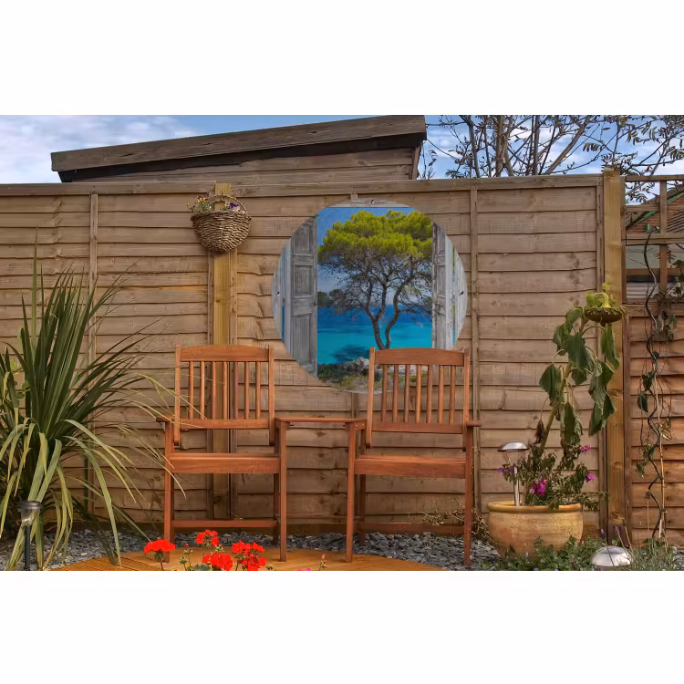 Tuinposter - Boom - Tropisch - Zee - Doorkijk - Strand — 4