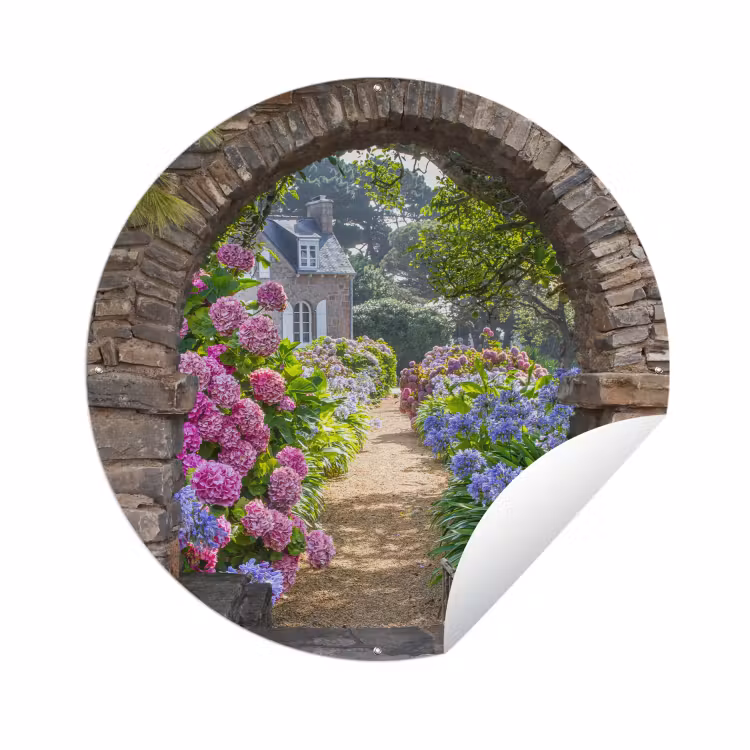 Tuinposter - Bloemen - Doorkijk - Hortensia - Zomer — 1