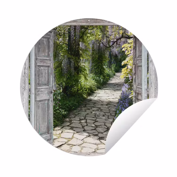 Tuinposter - Doorkijk - Bos - Stenen - Lente — 1