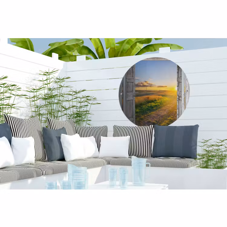 Tuinposter - Doorkijk - Platteland - Landschap - Zon — 3