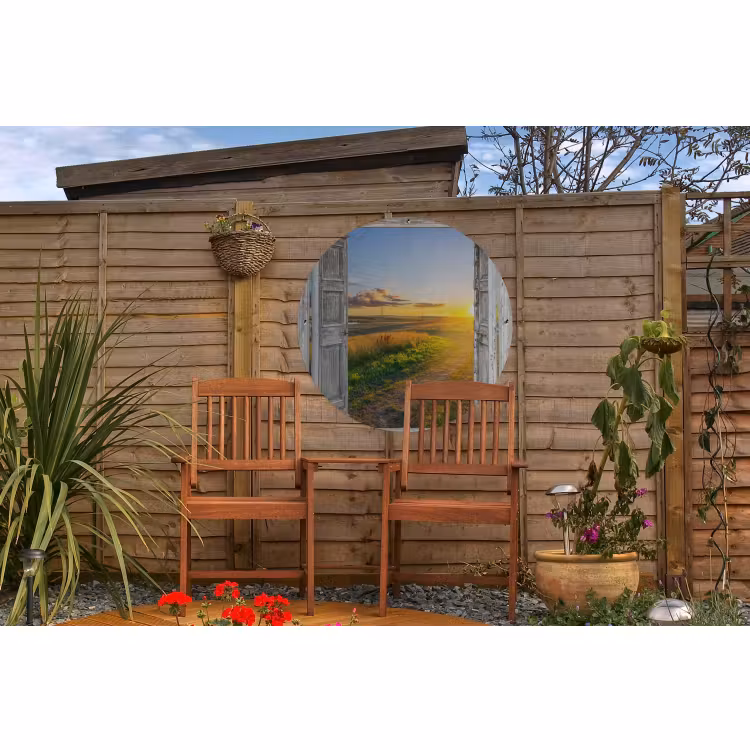 Tuinposter - Doorkijk - Platteland - Landschap - Zon — 4