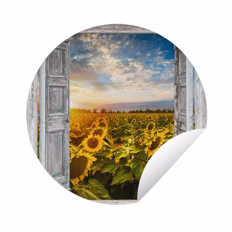 Tuinposter - Doorkijk - Zonnebloem - Bloemen - Zon — 1