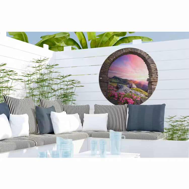 Tuinposter - Landschap - Doorkijk - Bloemen - Berg — 3