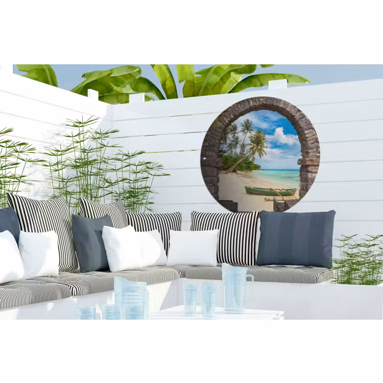 Tuinposter - Strand - Palm - Doorkijk - Zee - Kano — 3