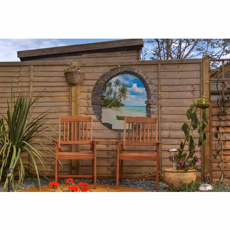 Tuinposter - Strand - Palm - Doorkijk - Zee - Kano — 4