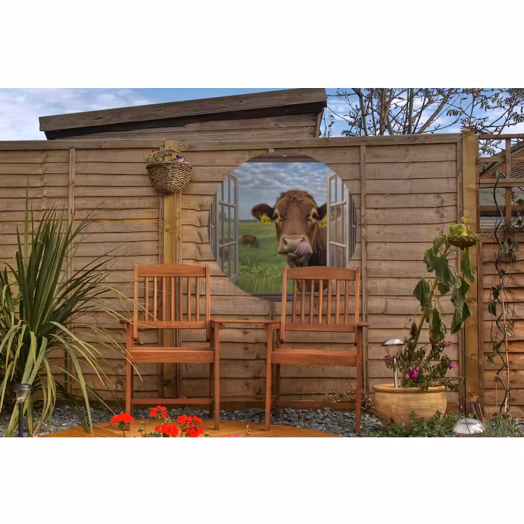 Tuinposter - Doorkijk - Koe - Weiland - Landschap - Dieren — 4
