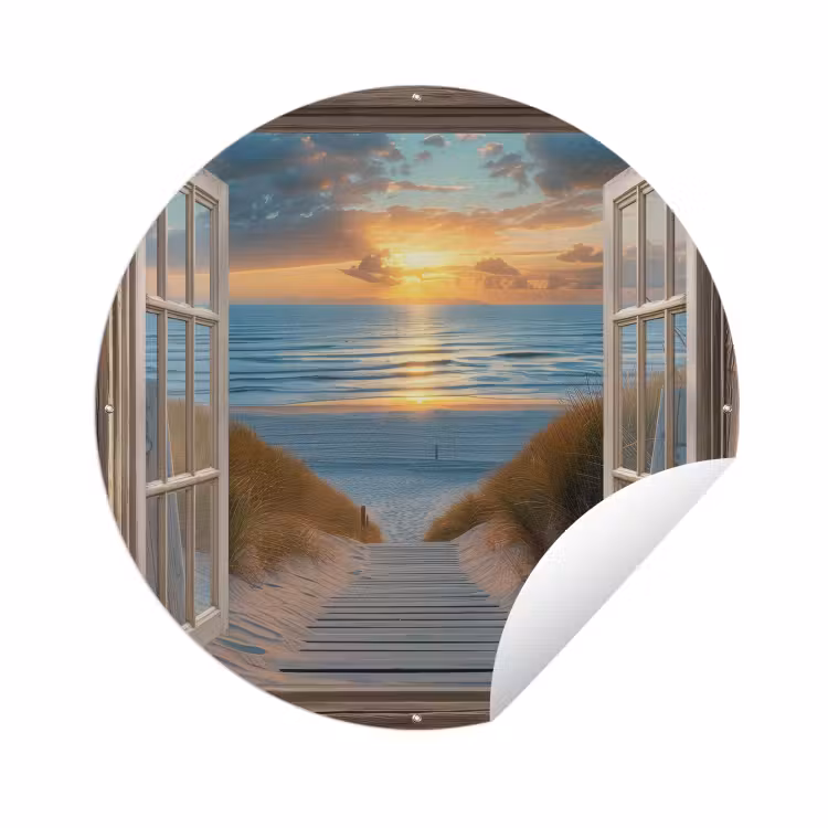 Tuinposter - Doorkijk - Strand - Pad - Zonsondergang — 1