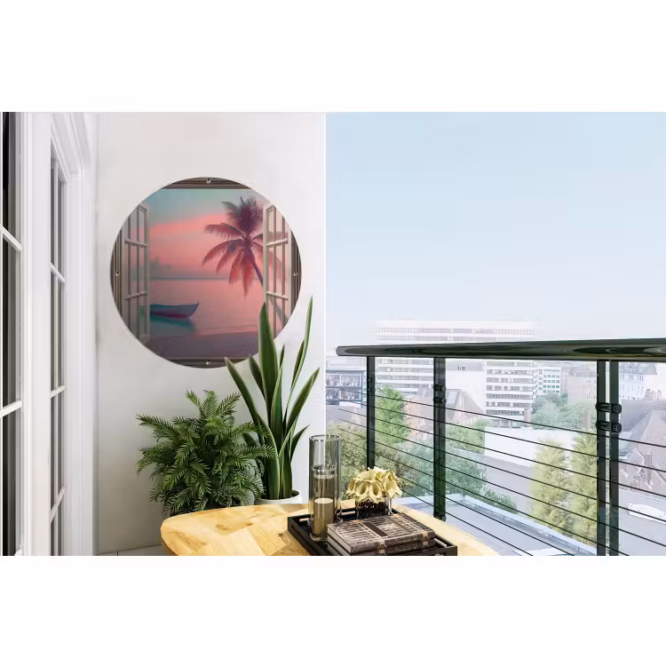Tuinposter - Doorkijk - Strand - Palmboom - Tropisch — 2
