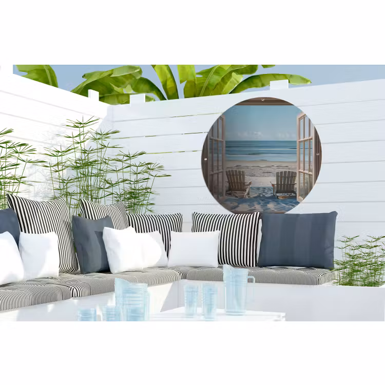 Tuinposter - Doorkijk - Strandstoelen - Duinen - Zee - Natuur — 3