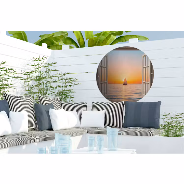 Tuinposter - Doorkijk - Zee - Boot - Zonsondergang — 3
