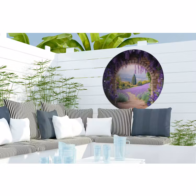 Tuinposter - Doorkijk - Lavendel - Bloemen - Paars - Poort — 3