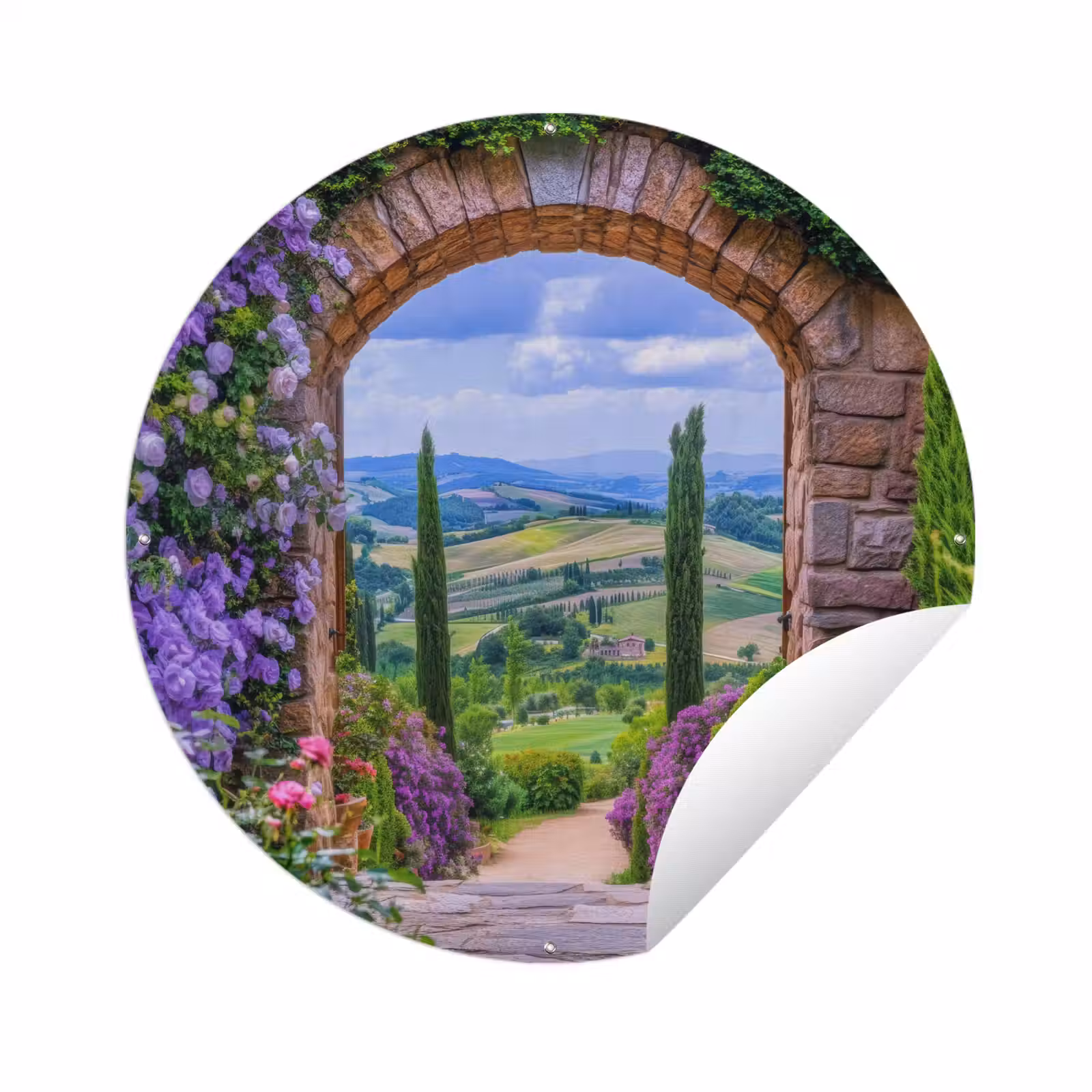 Tuinposter - Doorkijk - Toscane - Landschap - Poort — 1