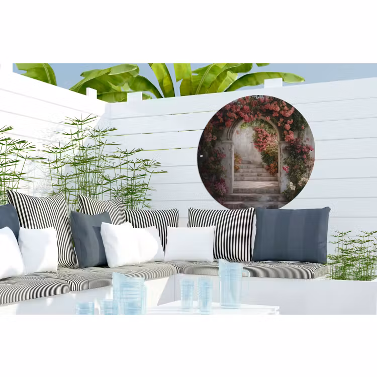 Tuinposter - Doorkijk - Rozen - Vintage - Poort — 3