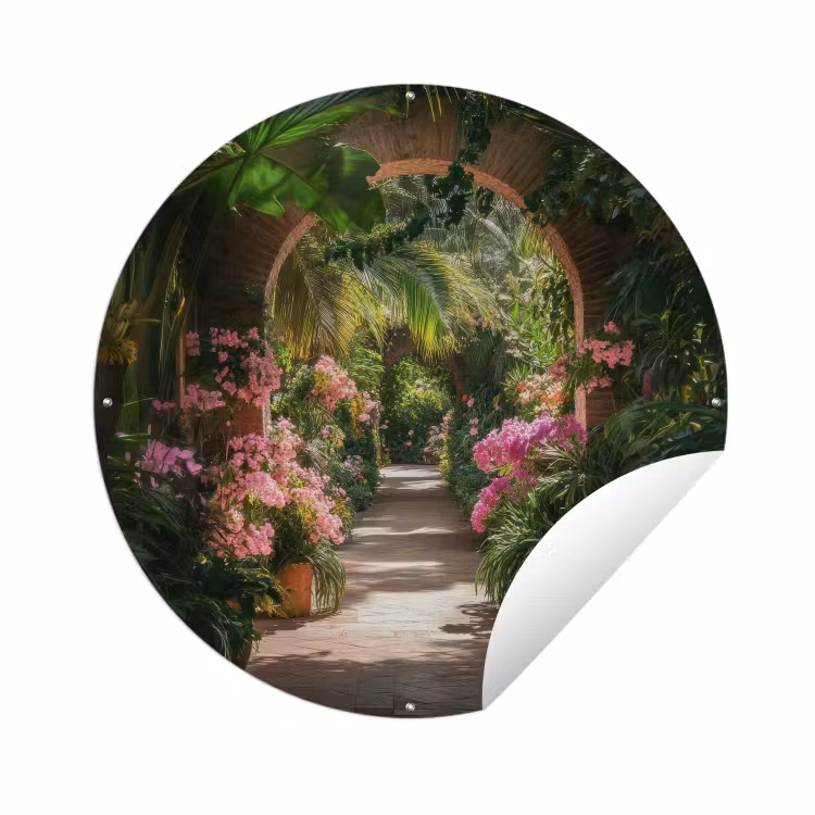 Tuinposter - Doorkijk - Tropisch - Bloemen - Natuur — 1