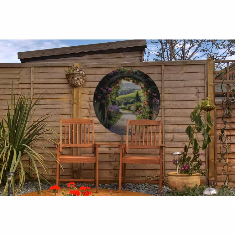 Tuinposter - Doorkijk - Tuinboog - Bloemen - Natuur - Pad — 4