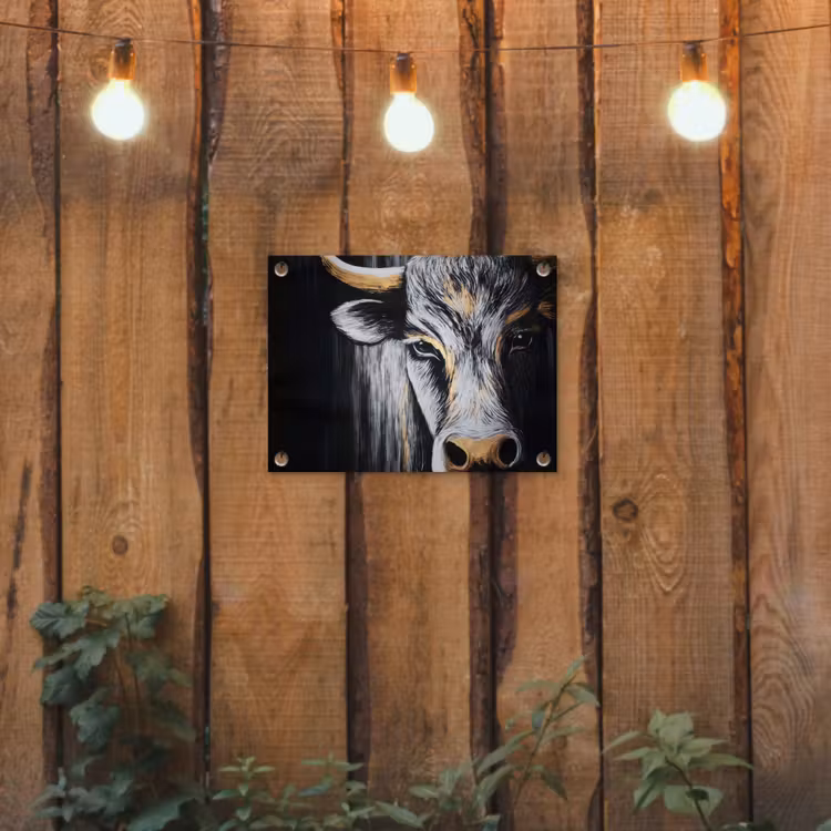 Tuinposter - Stier - Hoorns - Snuit - Goud — 3