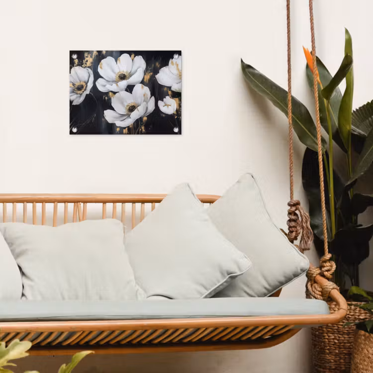 Tuinposter - Bloemen - Wit - Abstract — 4