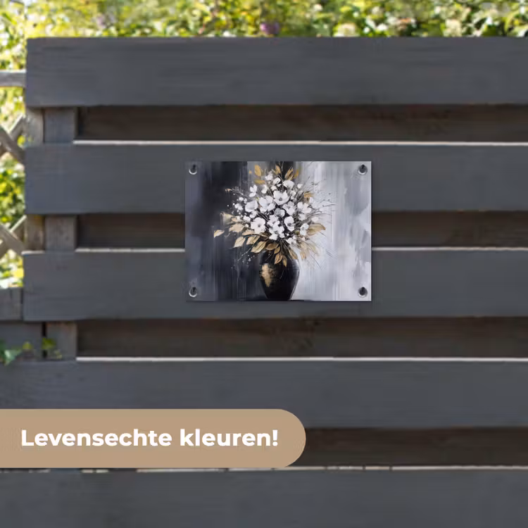 Tuinposter - Bloemen - Wit - Vaas - Abstract — 6