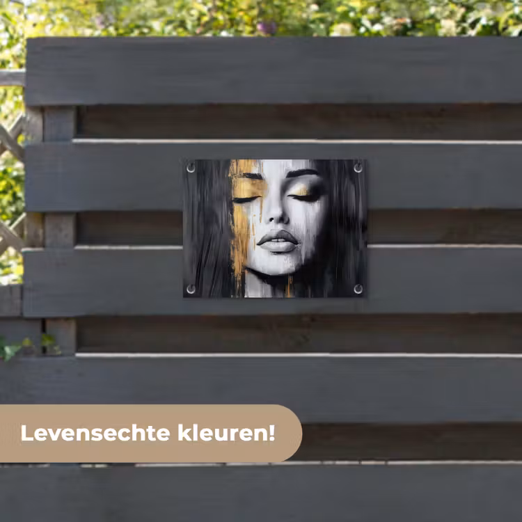 Tuinposter - Gezicht - Vrouw - Penseelstreken - Abstract — 6