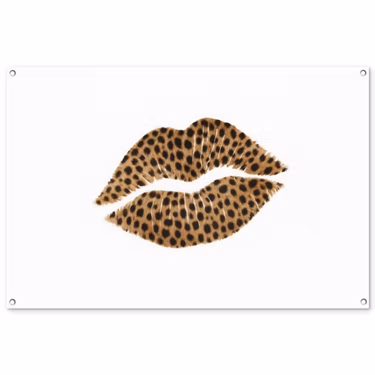 Tuinposter - Lip - Panterprint - Minimalistisch - Wit — 1